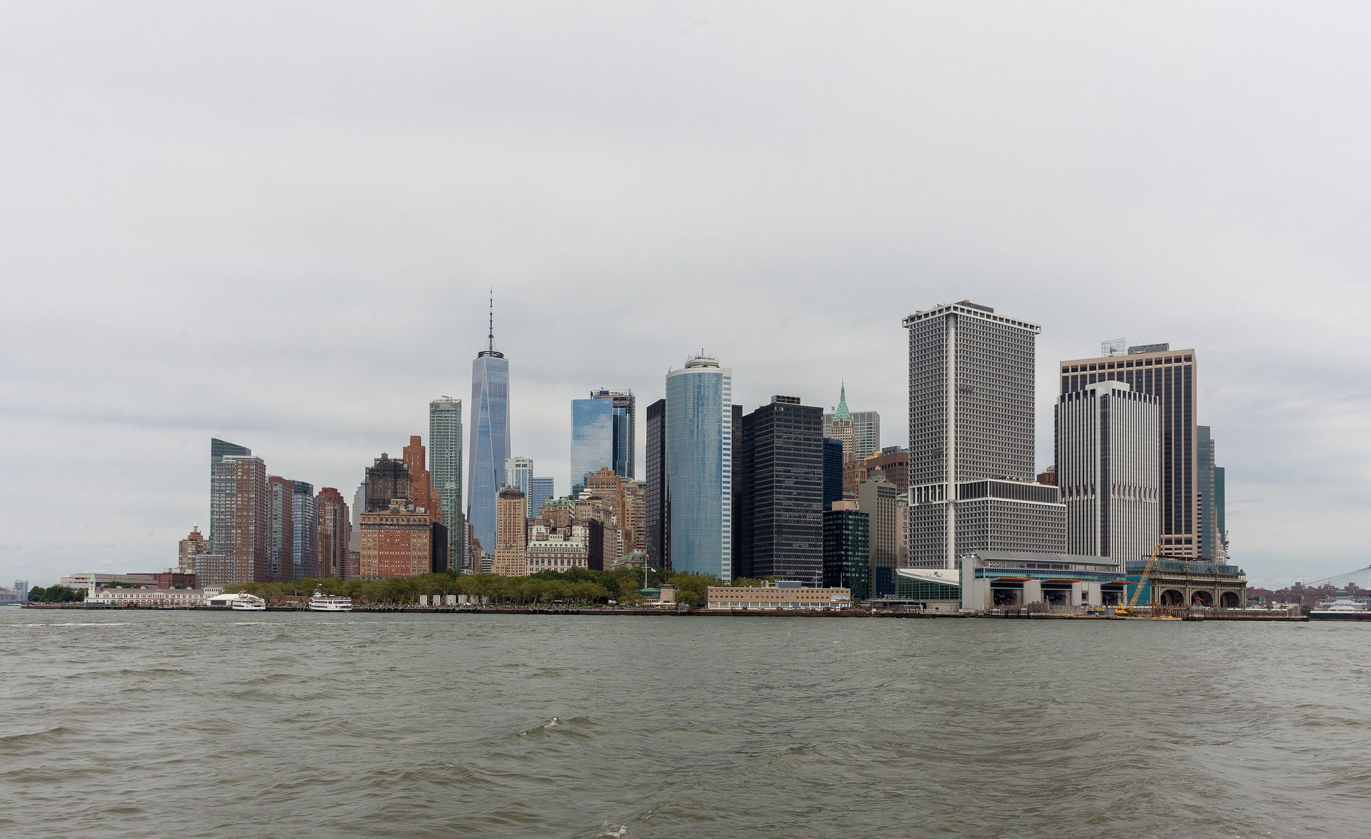 Lower Manhattan skyline seen from New York Harbor