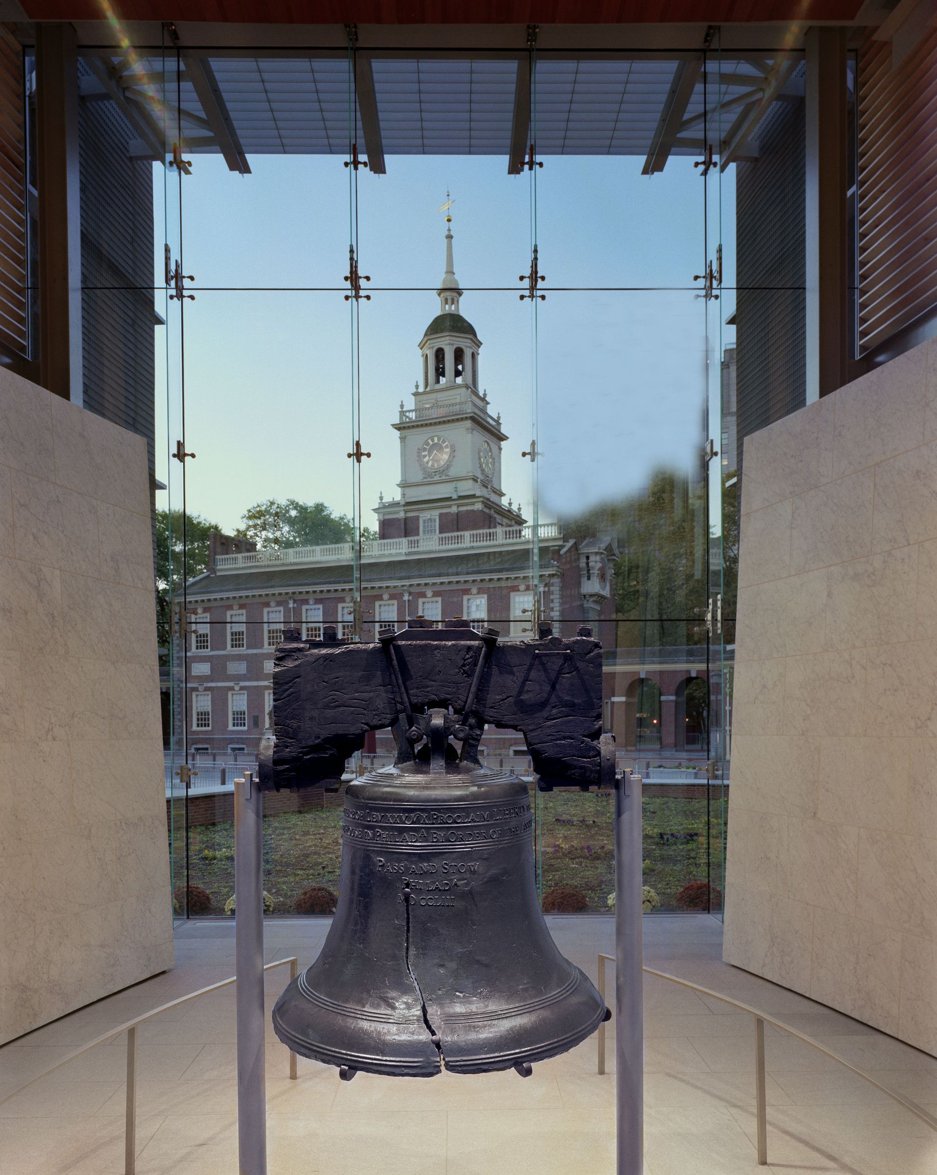 The Liberty Bell with Independence Hall in the background, Philadelphia